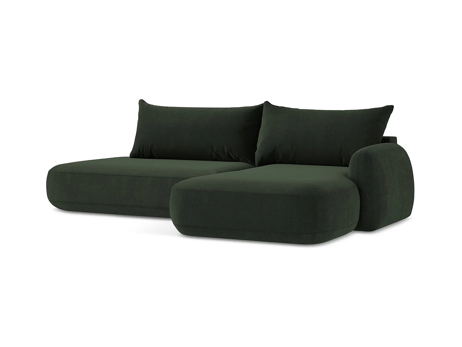 Canapé d'angle droit convertible en tissu texturé - bouteille verte - HALE