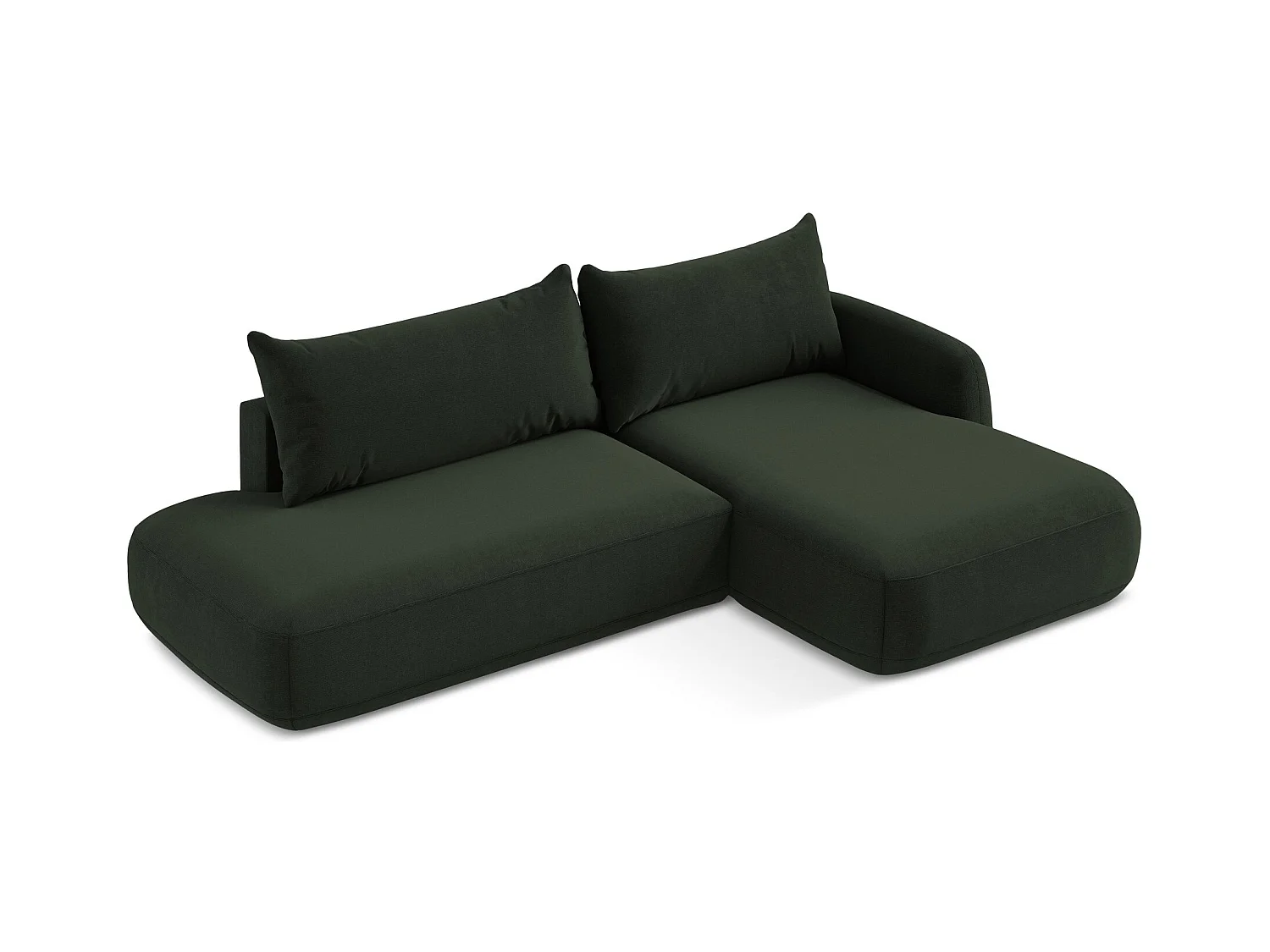 Canapé d'angle droit convertible en tissu texturé - bouteille verte - HALE