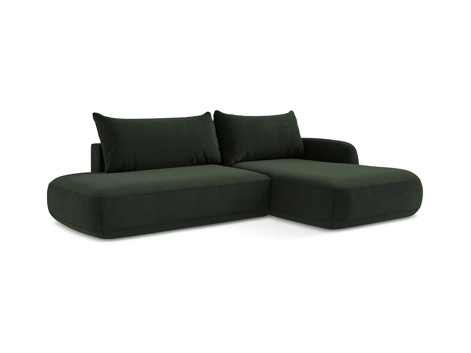 Canapé d'angle droit convertible en tissu texturé - bouteille verte - HALE