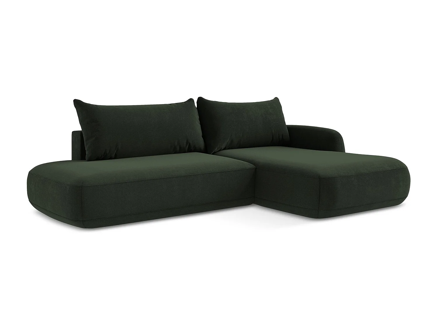 Canapé d'angle droit convertible en tissu texturé - bouteille verte - HALE