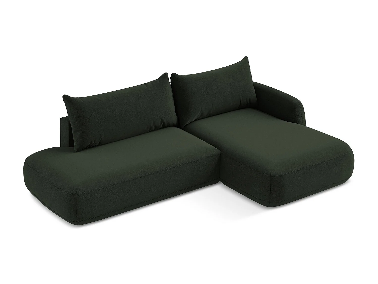 Canapé d'angle droit convertible en tissu texturé - bouteille verte - HALE