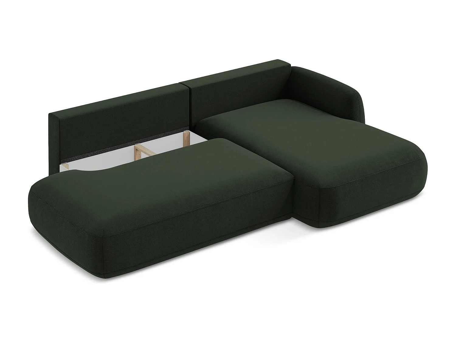 Canapé d'angle droit convertible en tissu texturé - bouteille verte - HALE