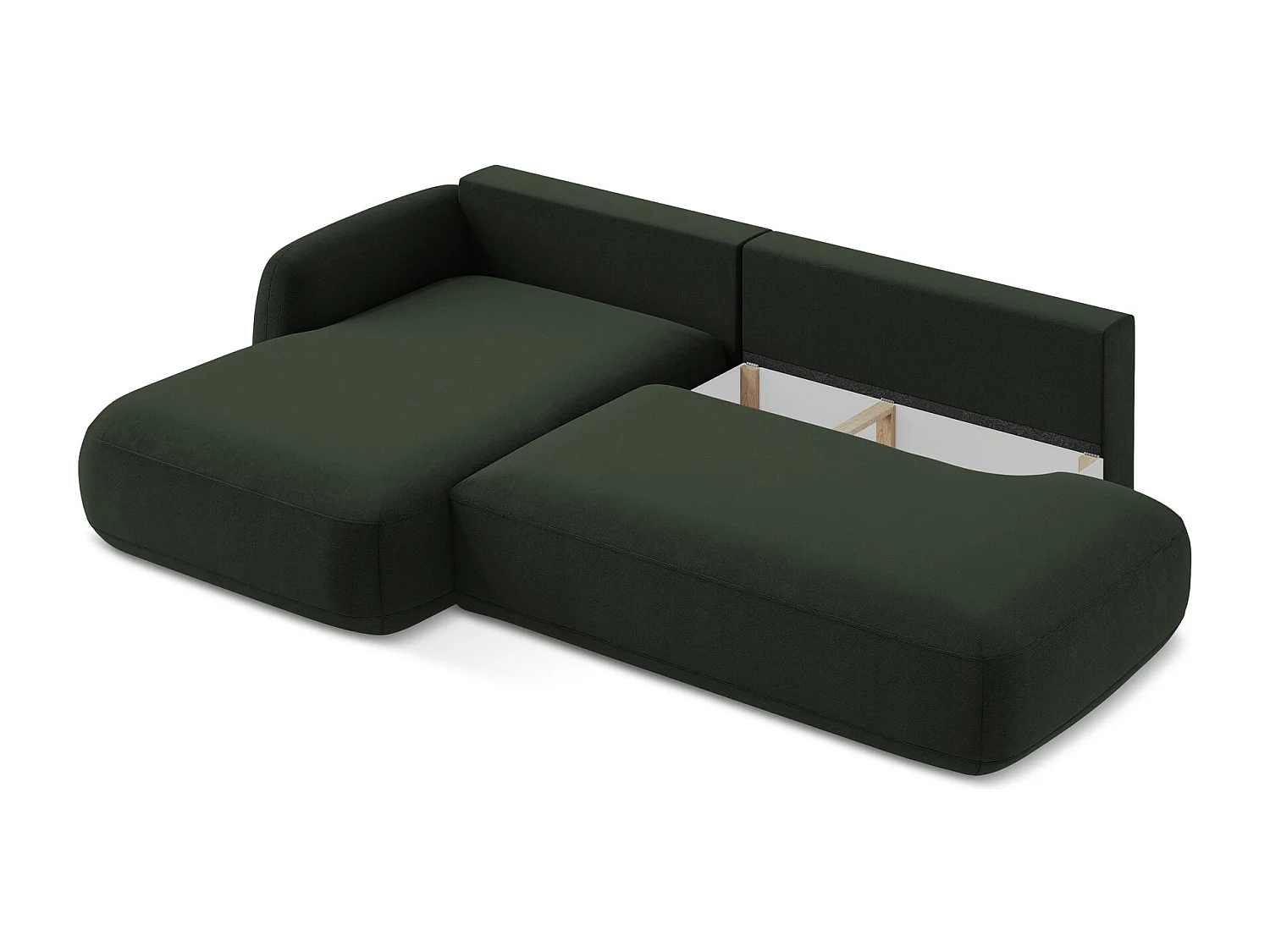 Canapé d’angle 3 places gauche convertible en tissu texturé - bouteille verte - HALE