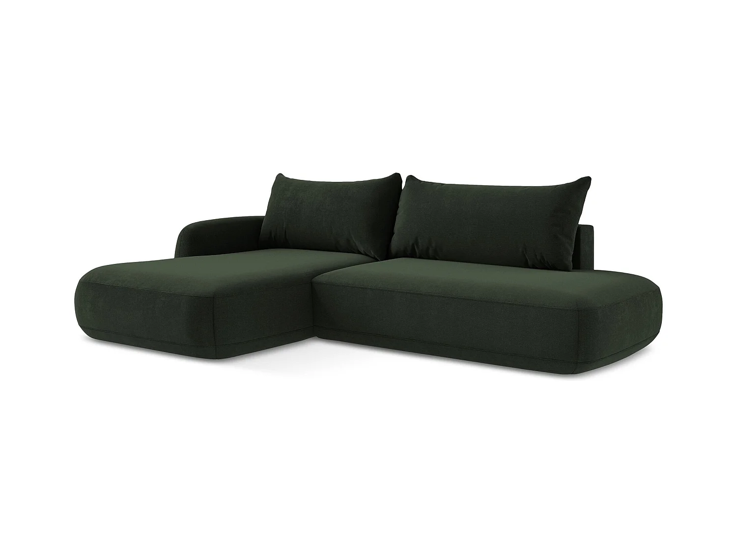 Canapé d’angle 3 places gauche convertible en tissu texturé - bouteille verte - HALE