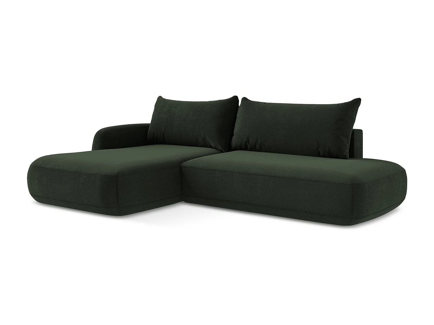 Canapé d’angle 3 places gauche convertible en tissu texturé - bouteille verte - HALE