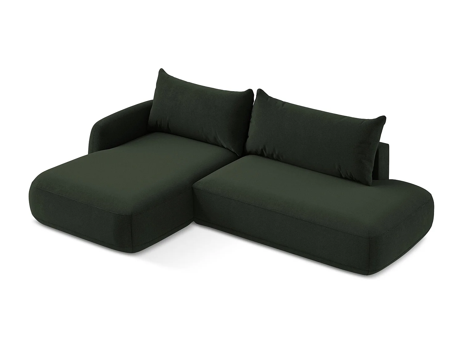 Canapé d’angle 3 places gauche convertible en tissu texturé - bouteille verte - HALE