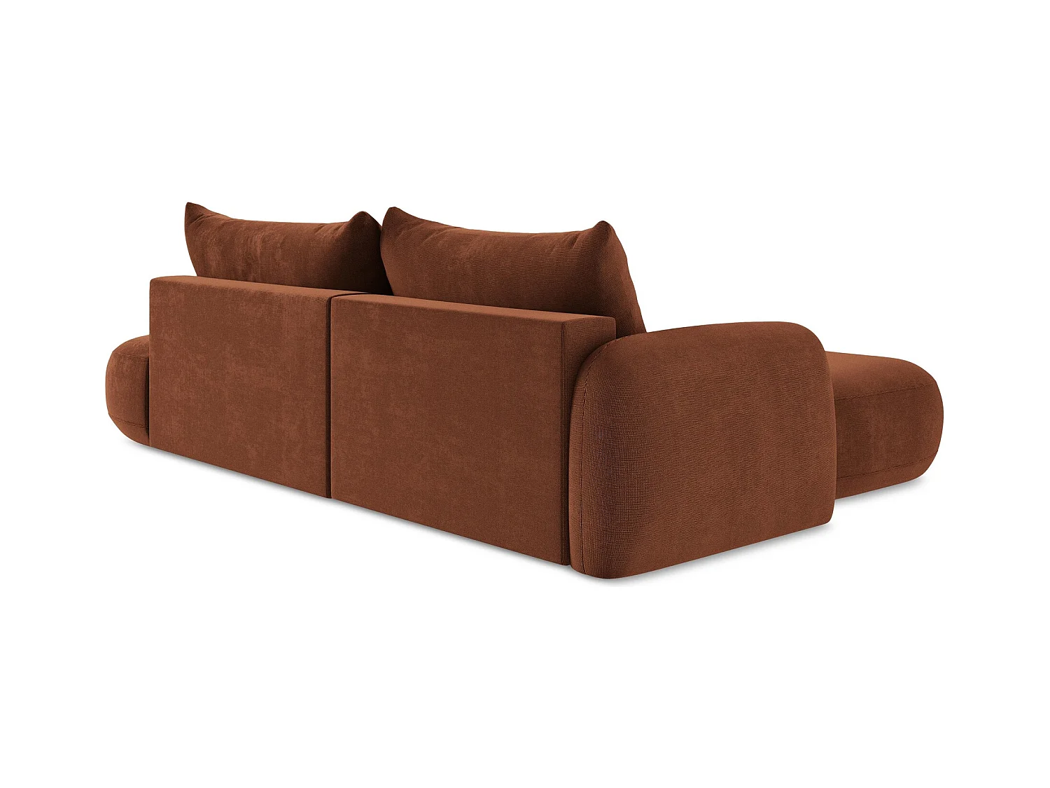 Canapé d’angle 3 places gauche convertible en tissu texturé - terre cuite - HALE