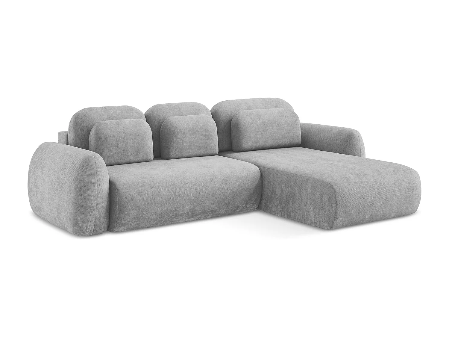 Canapé d'angle droit convertible en tissu chenille - gris clair - LOHI