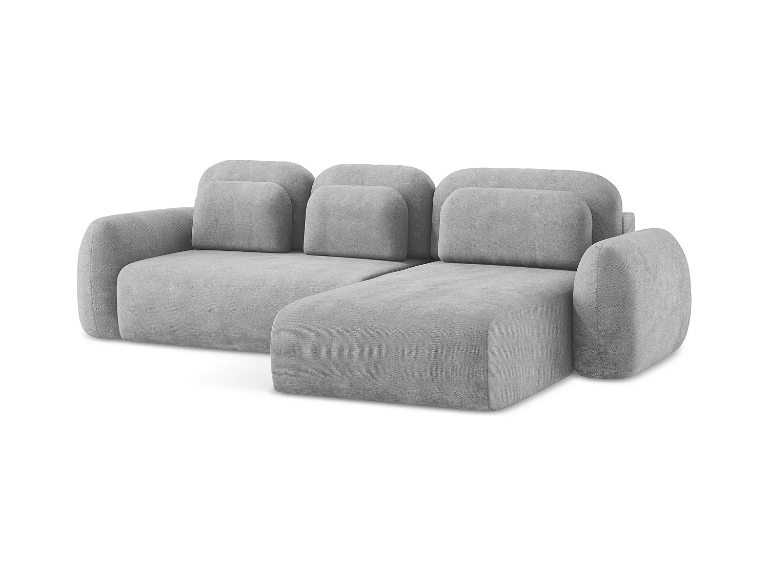 Canapé d'angle droit convertible en tissu chenille - gris clair - LOHI