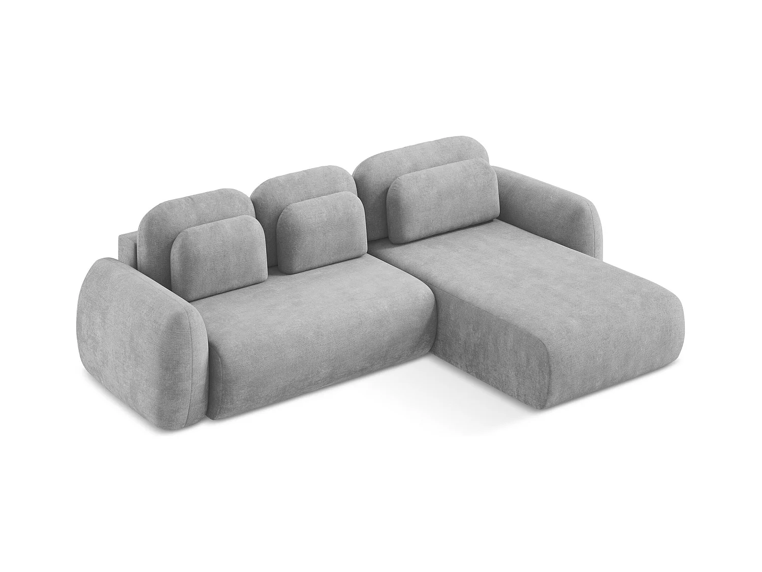 Canapé d'angle droit convertible en tissu chenille - gris clair - LOHI