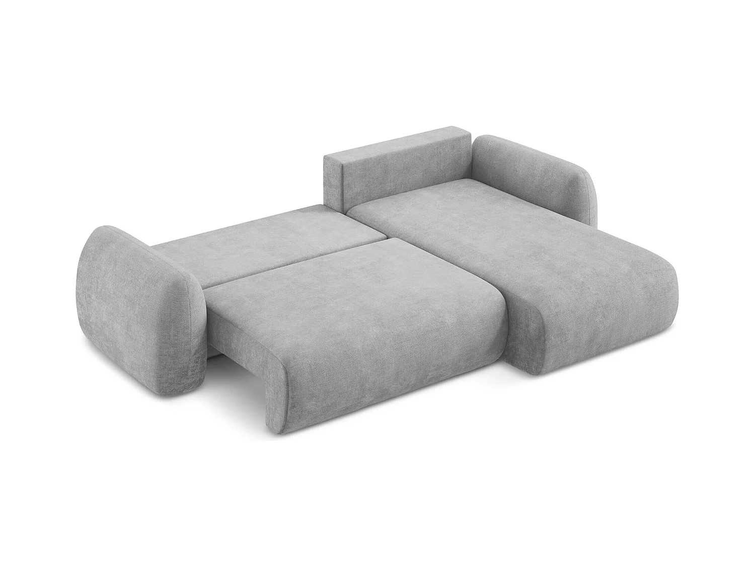 Canapé d'angle droit convertible en tissu chenille - gris clair - LOHI