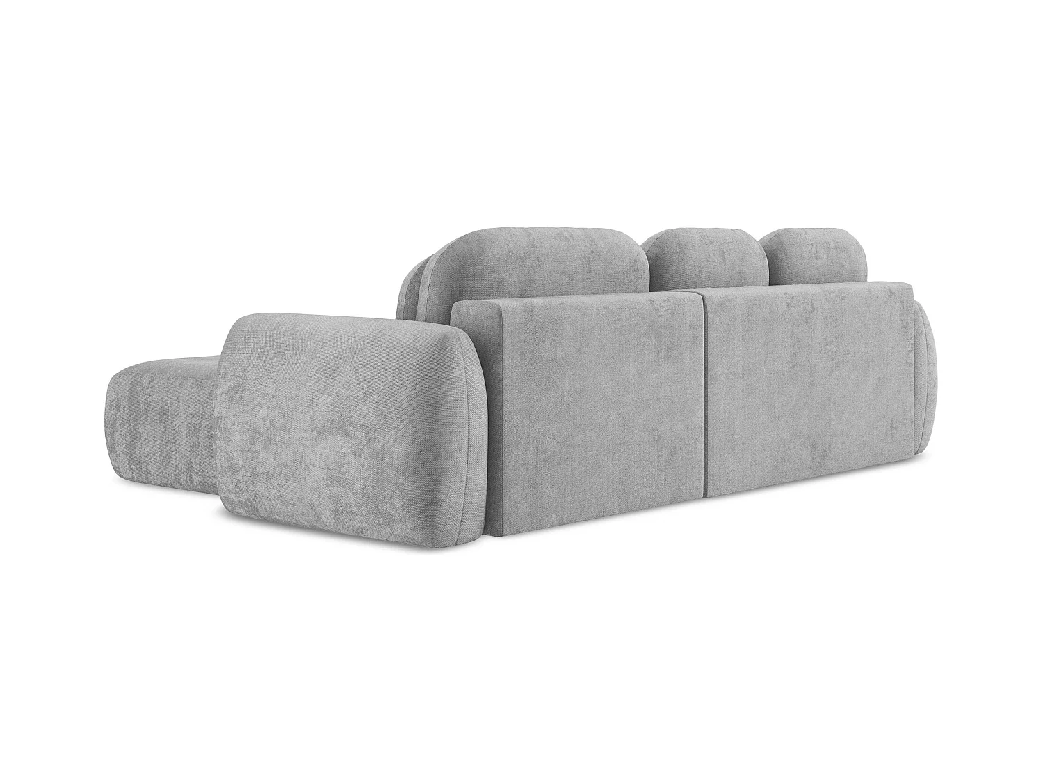 Canapé d'angle droit convertible en tissu chenille - gris clair - LOHI