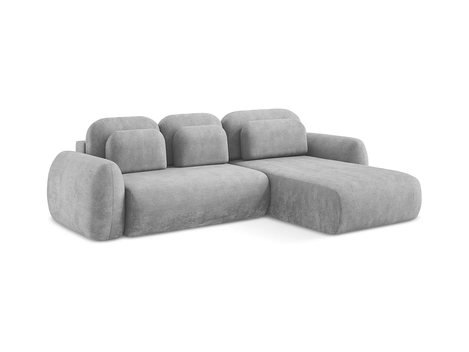 Canapé d'angle droit convertible en tissu chenille - gris clair - LOHI