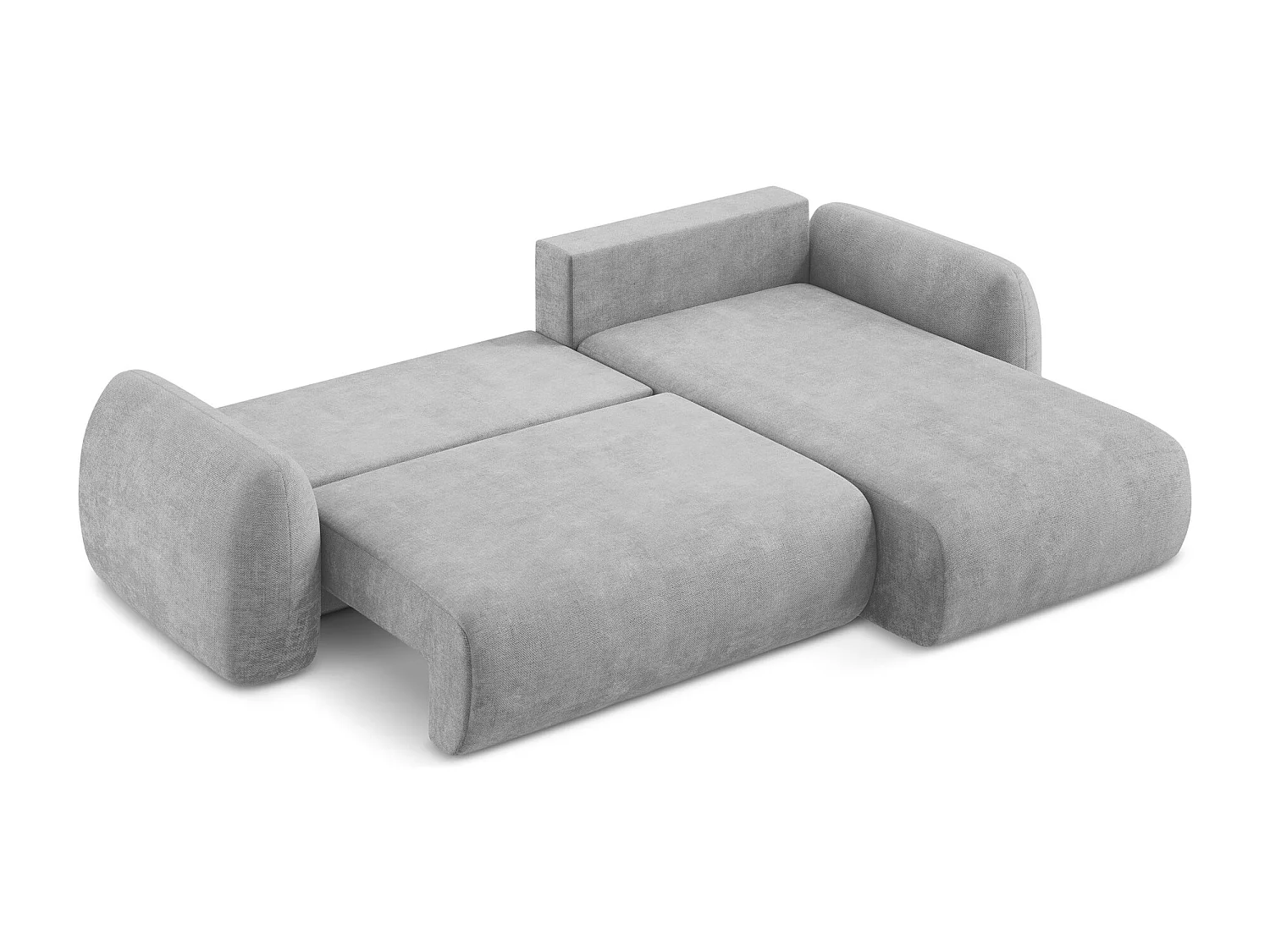 Canapé d'angle droit convertible en tissu chenille - gris clair - LOHI