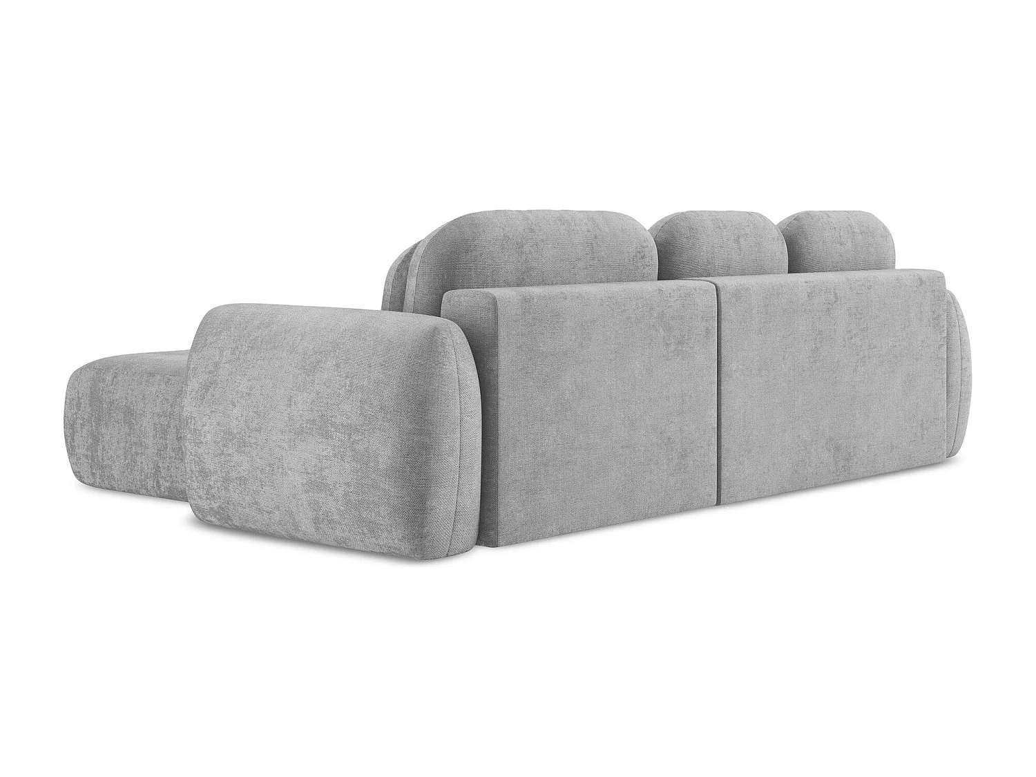 Canapé d'angle droit convertible en tissu chenille - gris clair - LOHI