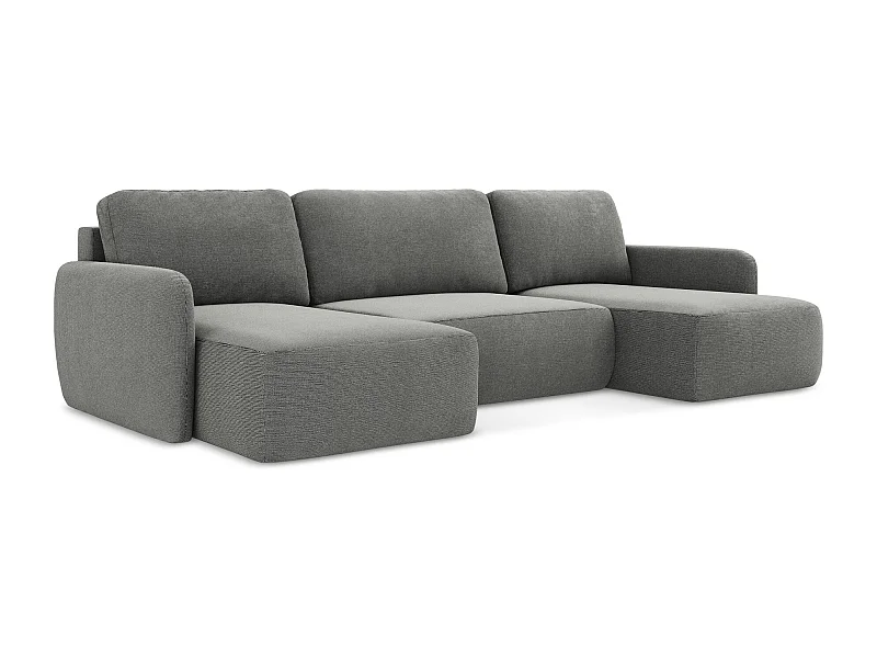 Sofa panoramiczna z funkcją spania - z tkaniny strukturalnej - szary - LILO