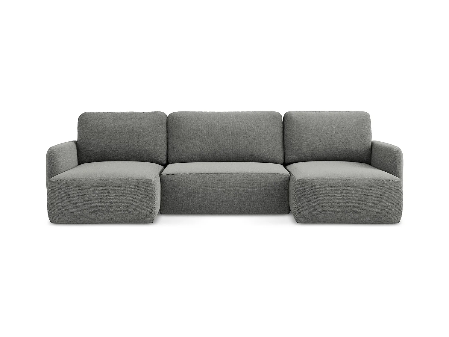 Canapé panoramique 4 places convertible en tissu texturé - gris - LILO