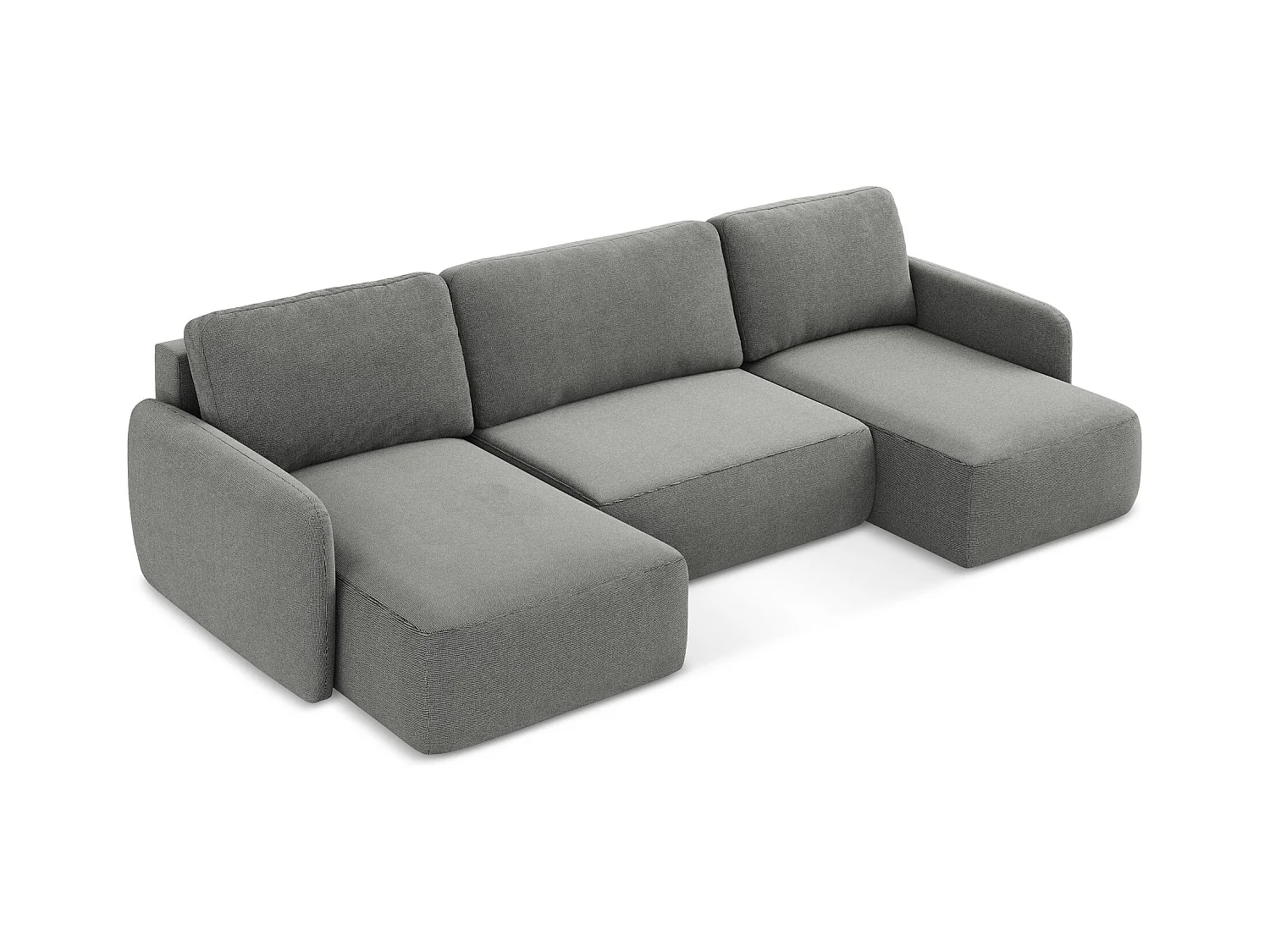 Canapé panoramique 4 places convertible en tissu texturé - gris - LILO