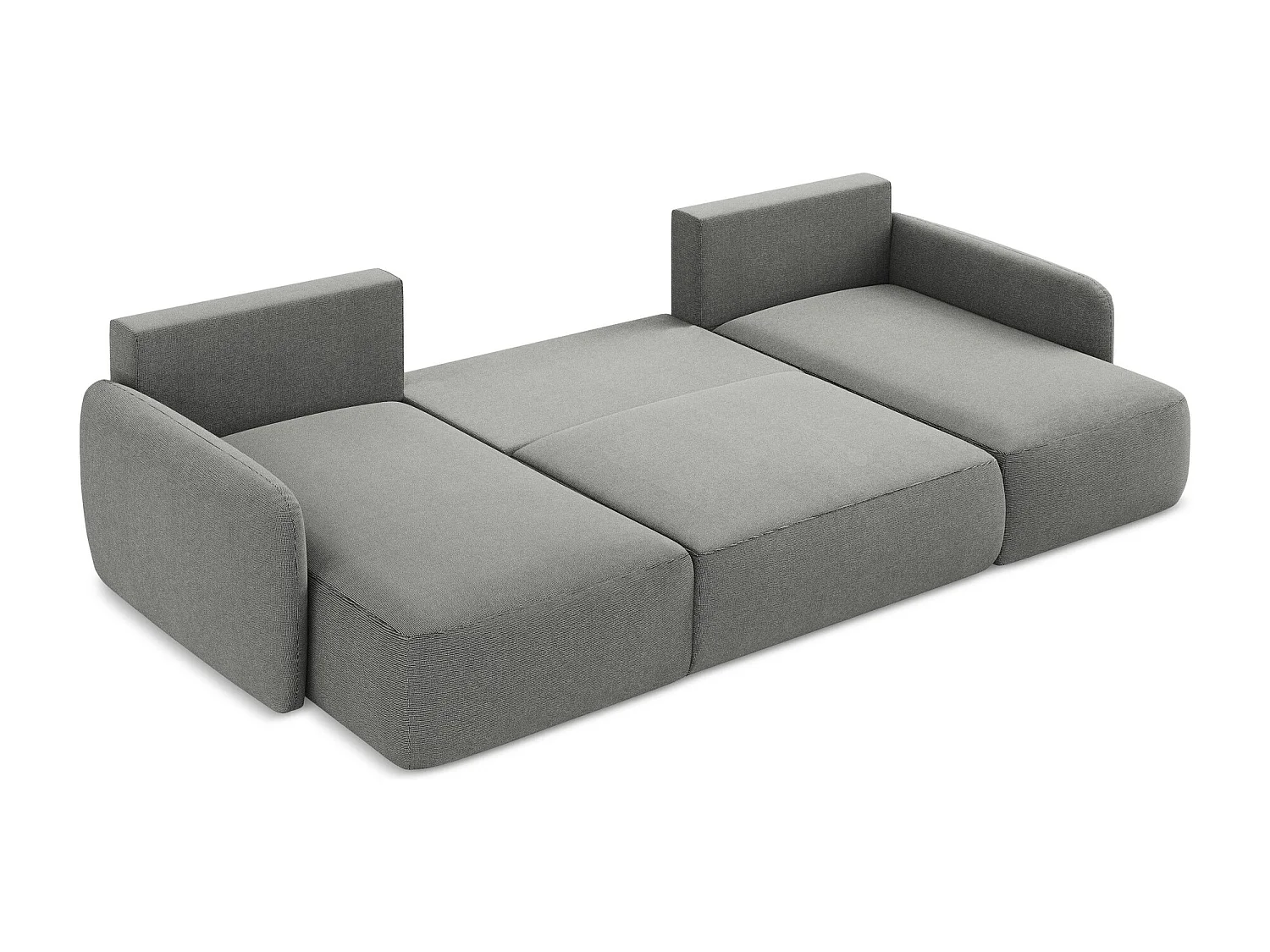 Canapé panoramique 4 places convertible en tissu texturé - gris - LILO