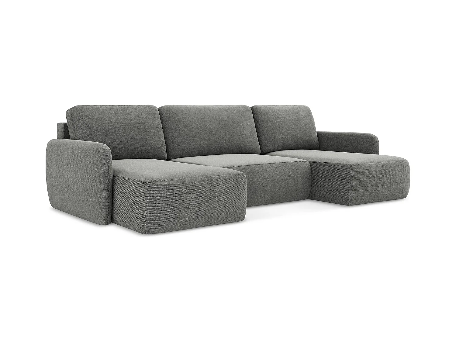 Wohnlandschaft mit Schlaffunktion - Strukturstoff - Grau - LILO