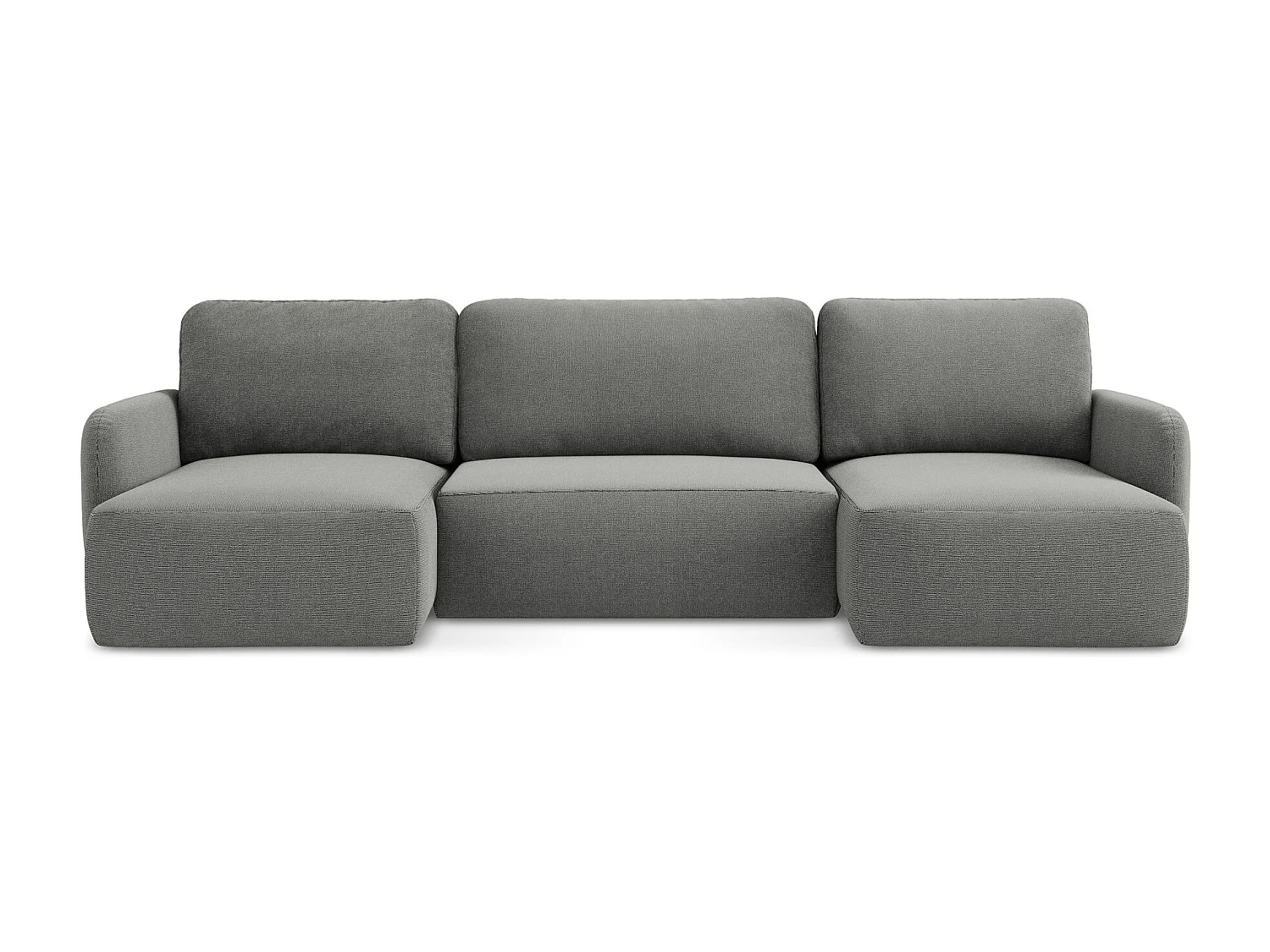 Canapé panoramique 4 places convertible en tissu texturé - gris - LILO