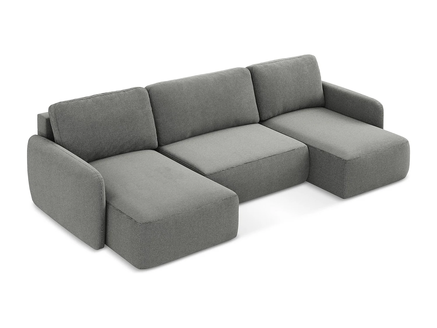 Canapé panoramique 4 places convertible en tissu texturé - gris - LILO