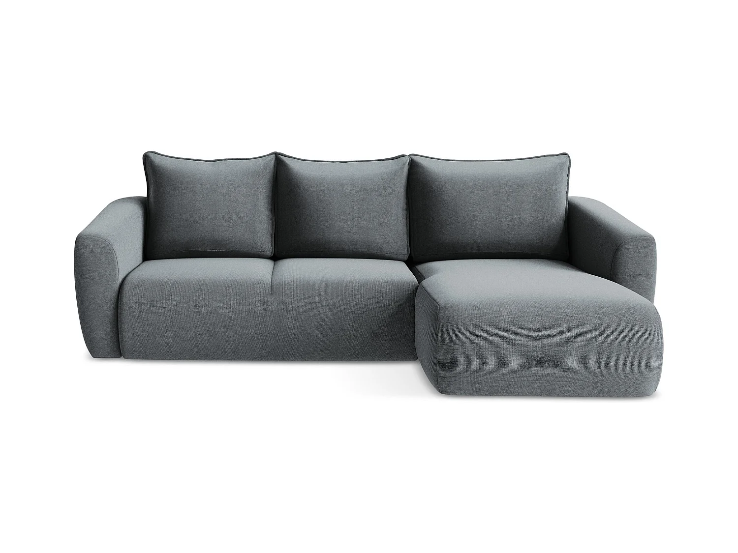 Canapé d'angle droit convertible en tissu texturé - jeans - GUAVA