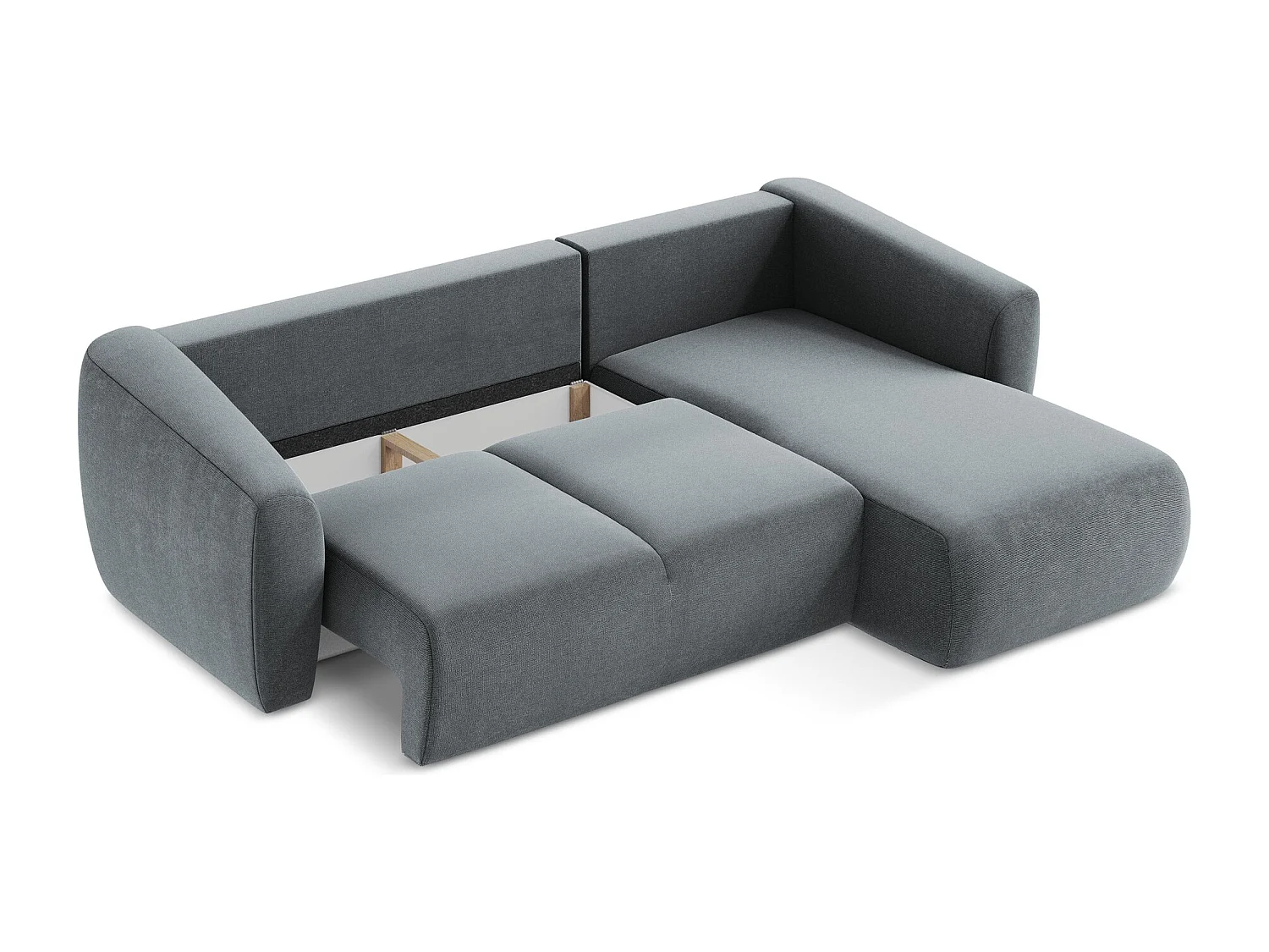 Canapé d'angle droit convertible en tissu texturé - jeans - GUAVA