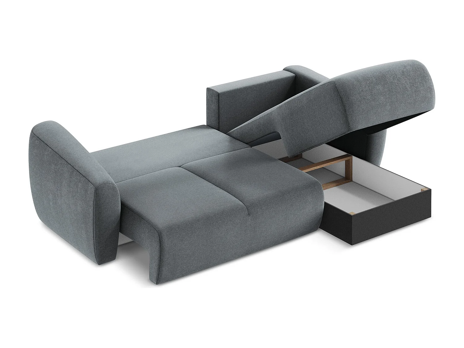 Canapé d'angle droit convertible en tissu texturé - jeans - GUAVA