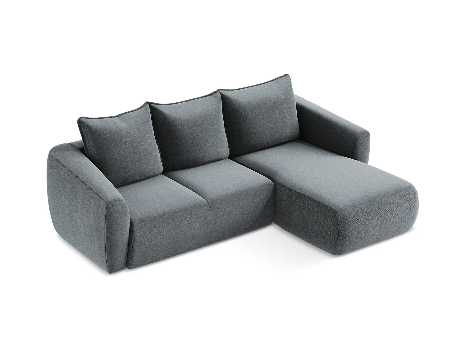 Canapé d'angle droit convertible en tissu texturé - jeans - GUAVA