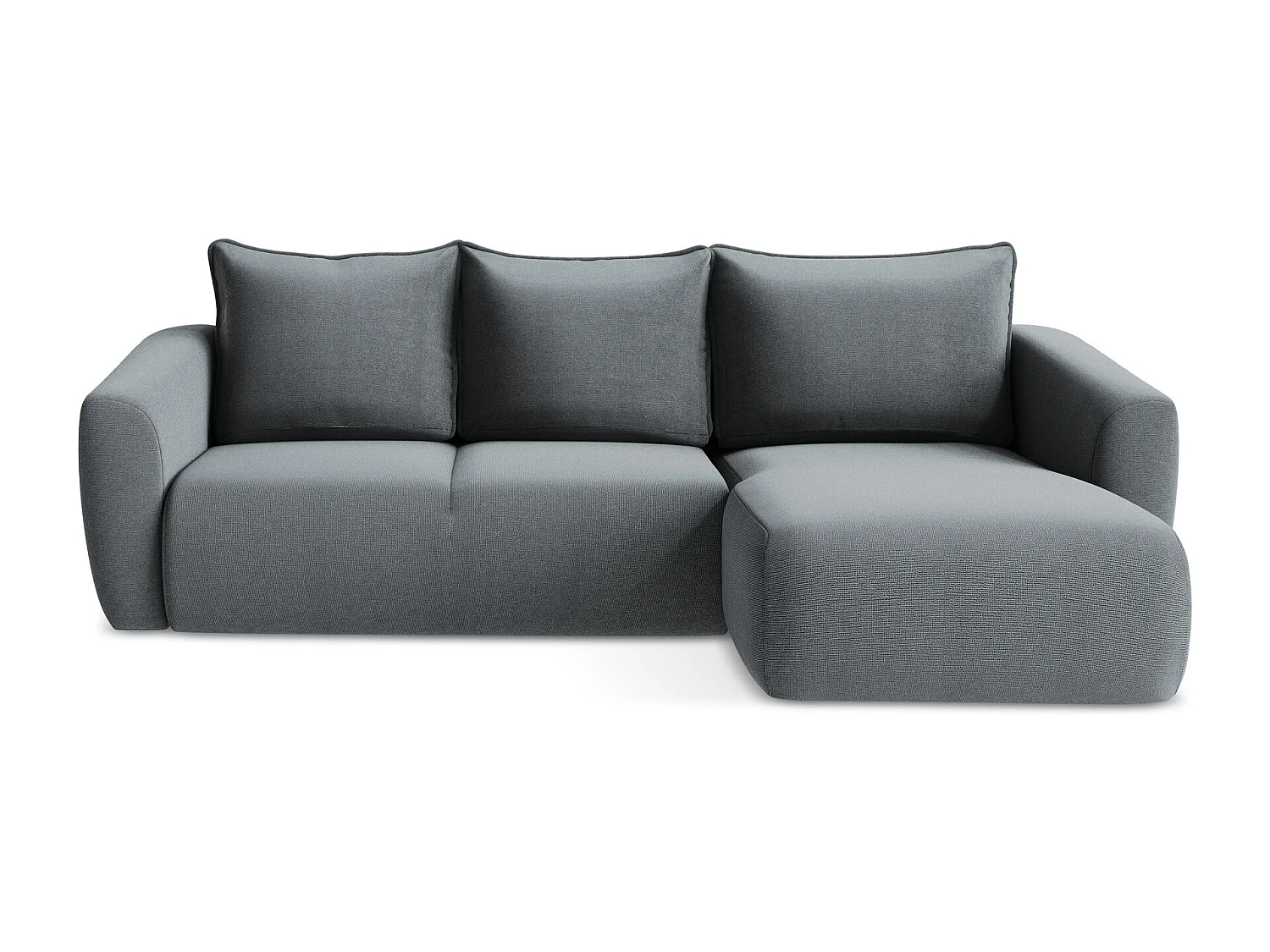 Canapé d'angle droit convertible en tissu texturé - jeans - GUAVA