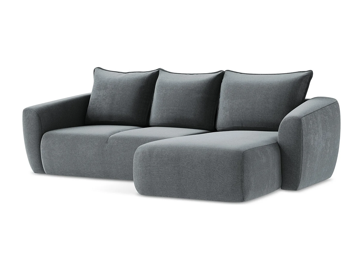 Canapé d'angle droit convertible en tissu texturé - jeans - GUAVA