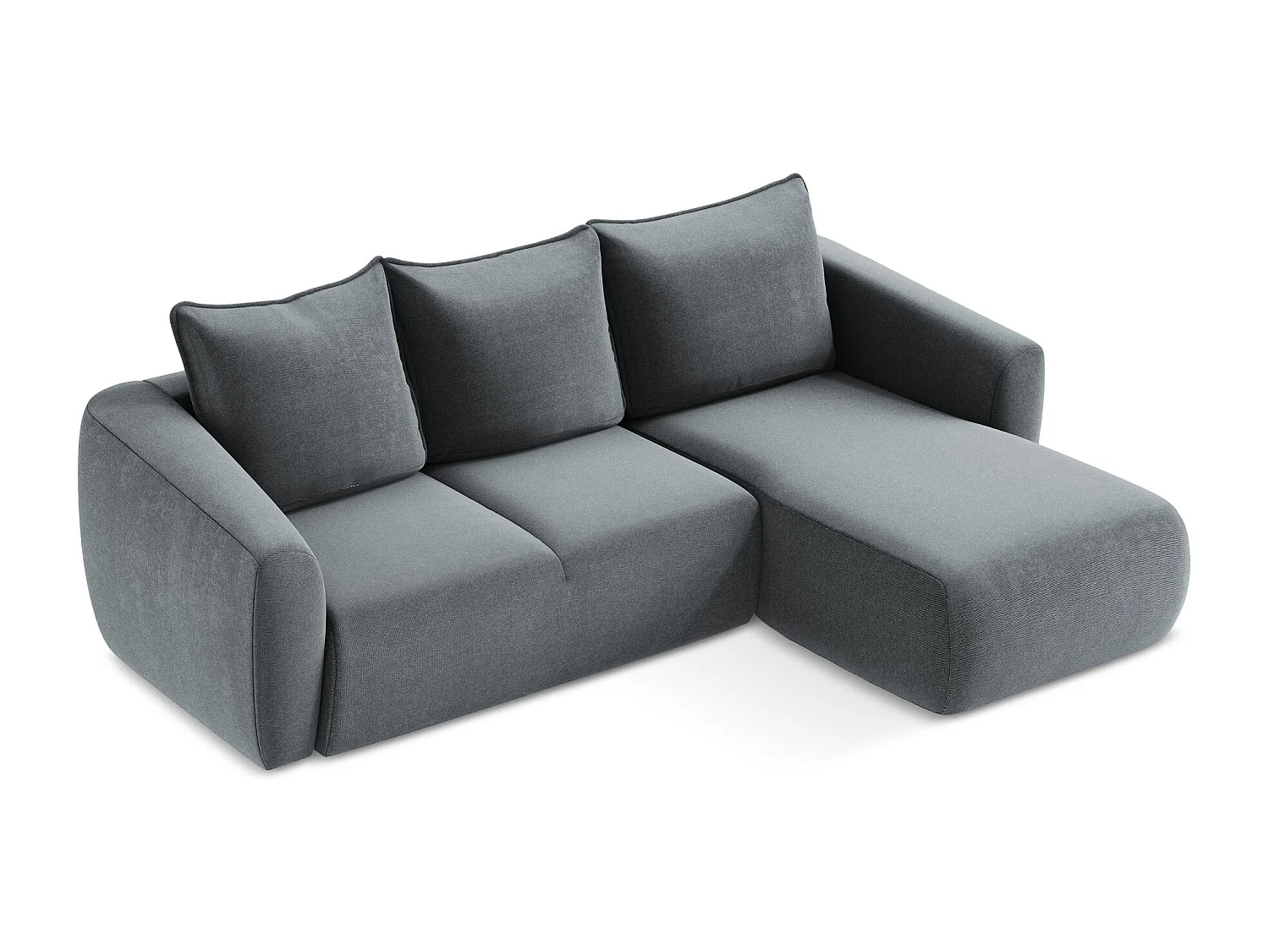 Canapé d'angle droit convertible en tissu texturé - jeans - GUAVA