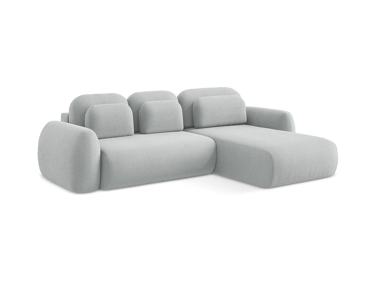 Canapé d'angle droit convertible en tissu bouclette - gris clair - LOHI