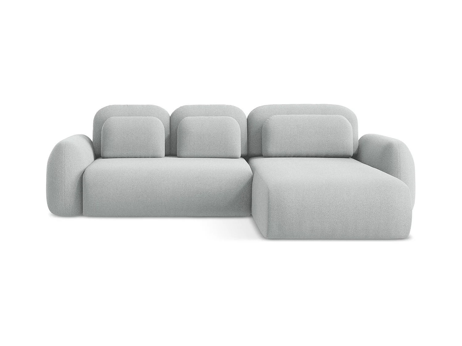 Canapé d'angle droit convertible en tissu bouclette - gris clair - LOHI