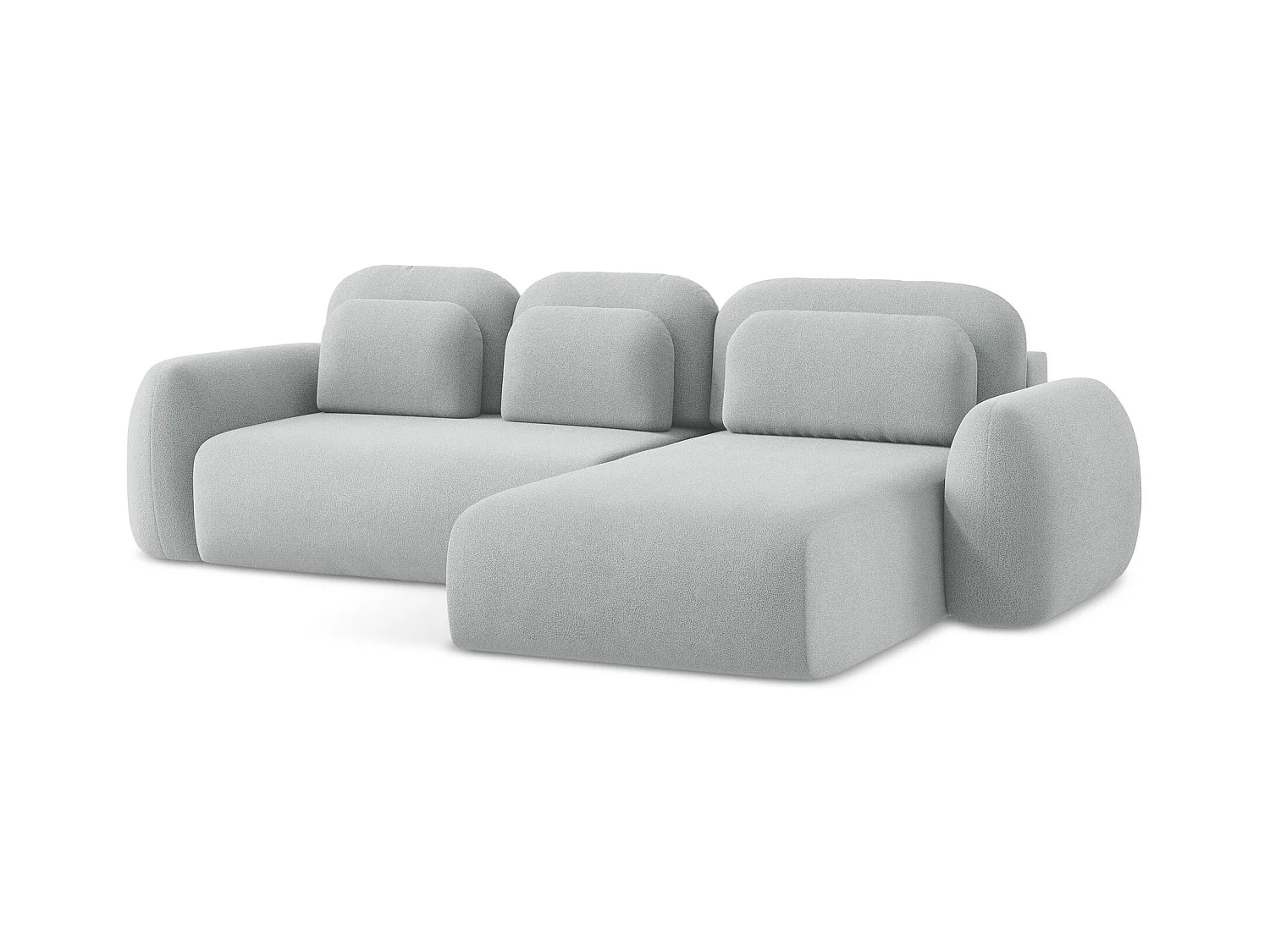 Canapé d'angle droit convertible en tissu bouclette - gris clair - LOHI