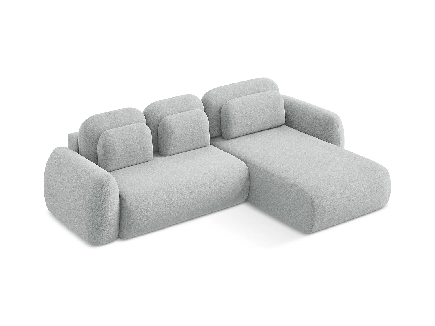 Canapé d'angle droit convertible en tissu bouclette - gris clair - LOHI