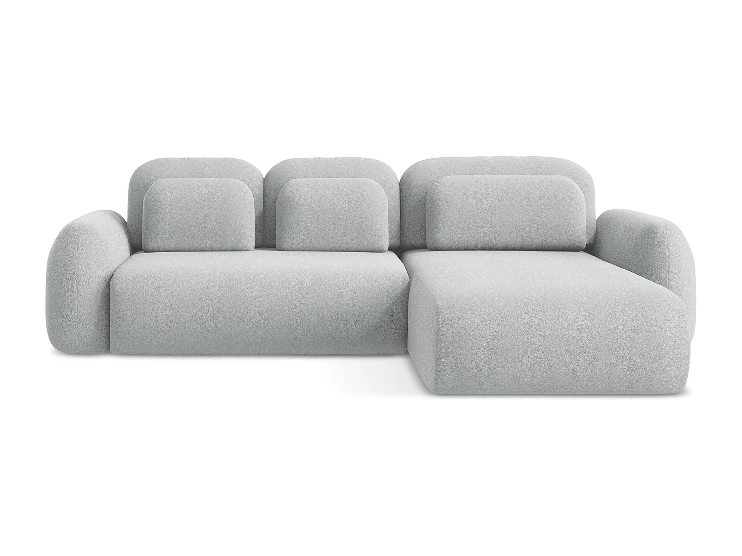 Canapé d'angle droit convertible en tissu bouclette - gris clair - LOHI