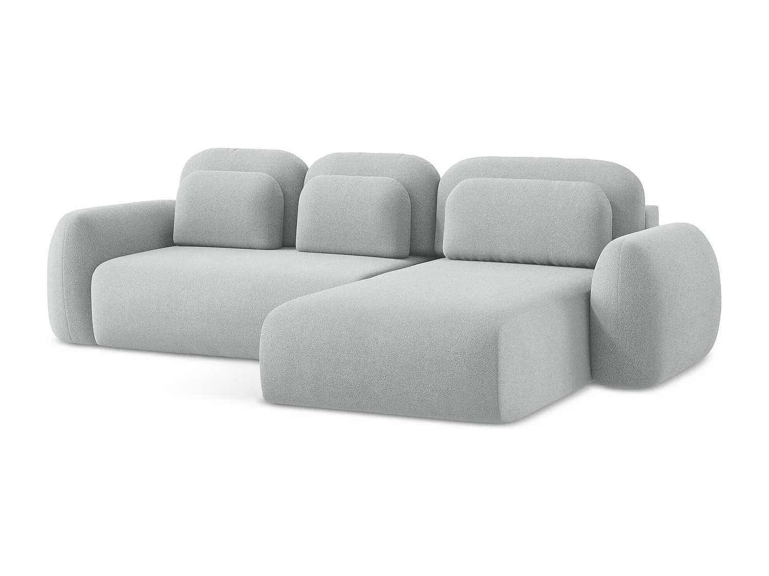 Canapé d'angle droit convertible en tissu bouclette - gris clair - LOHI