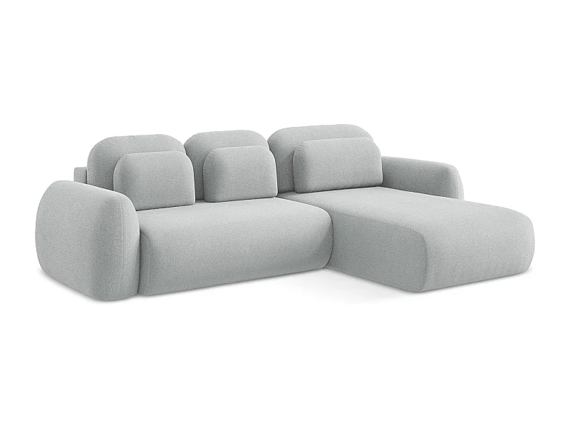 Narożnik prawostronny z funkcją spania - z tkaniny bouclé - jasny szary - LOHI