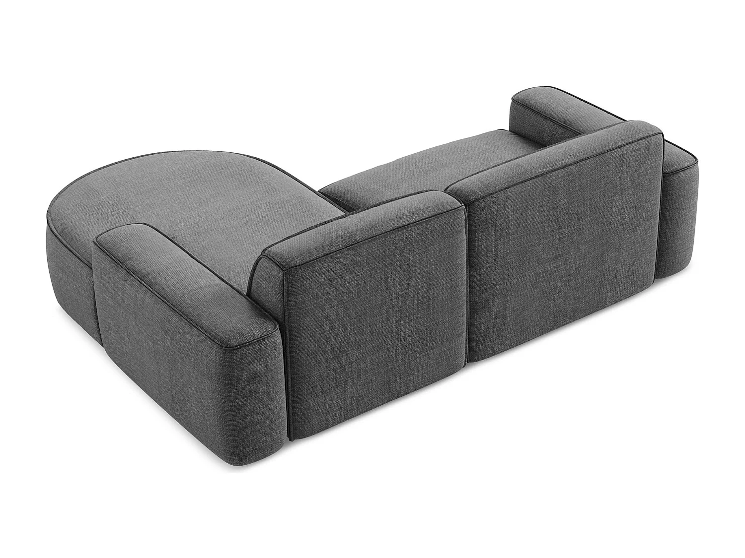 Canapé d'angle 2,5 places modulaire droit en tissu texturé - gris foncé - OMAO