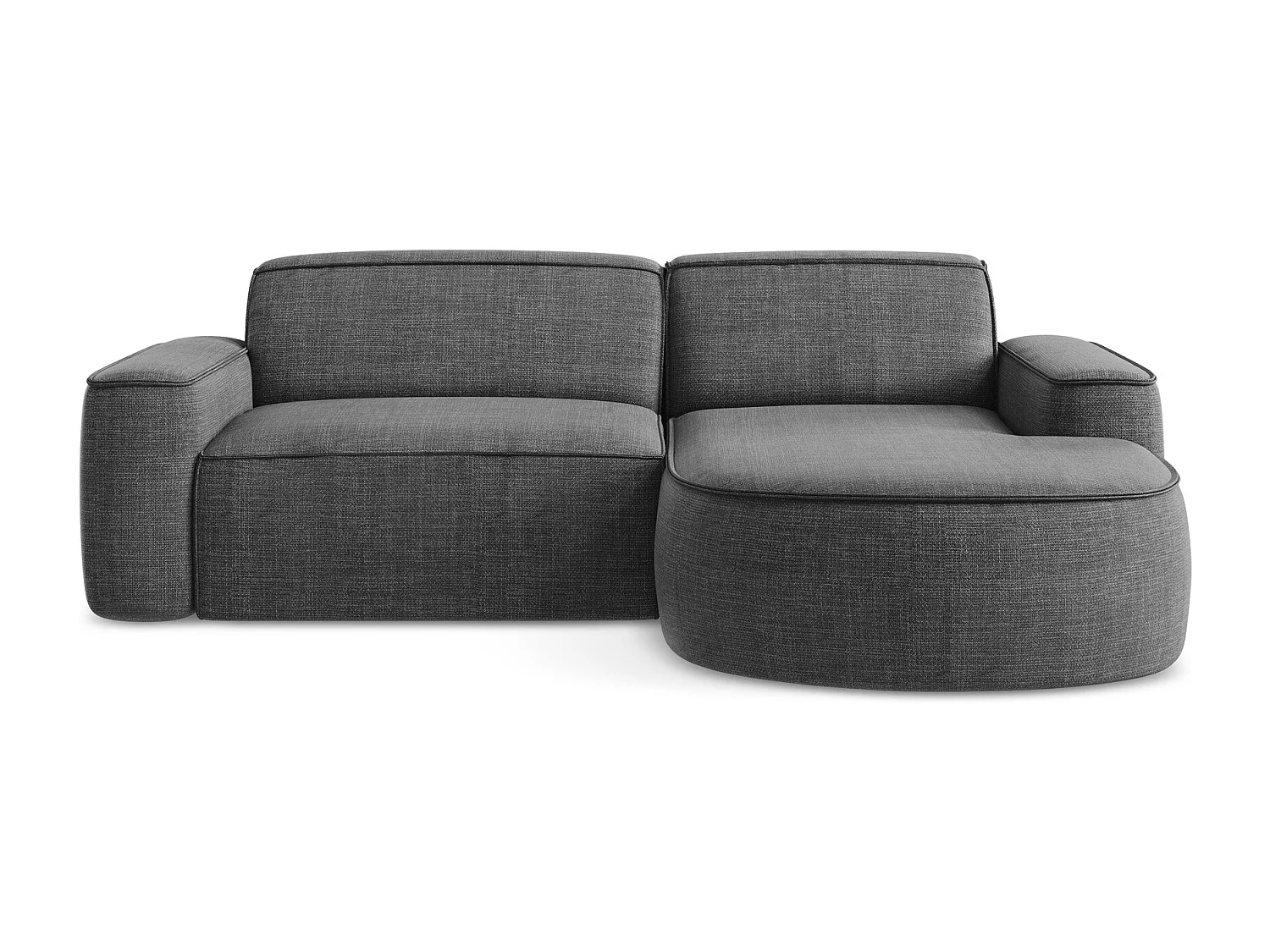 Modulaire hoekbank rechts van donkergrijs textuurstof - OMAO