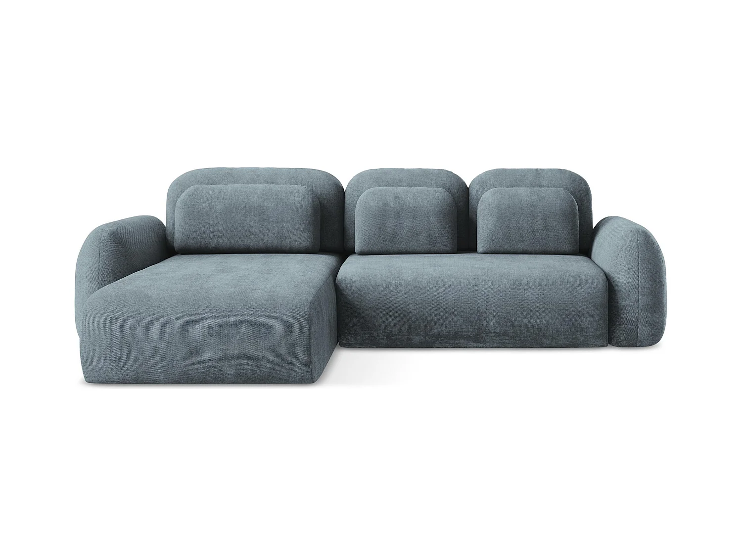 Canapé d’angle 3 places gauche convertible en tissu chenille - jeans - LOHI