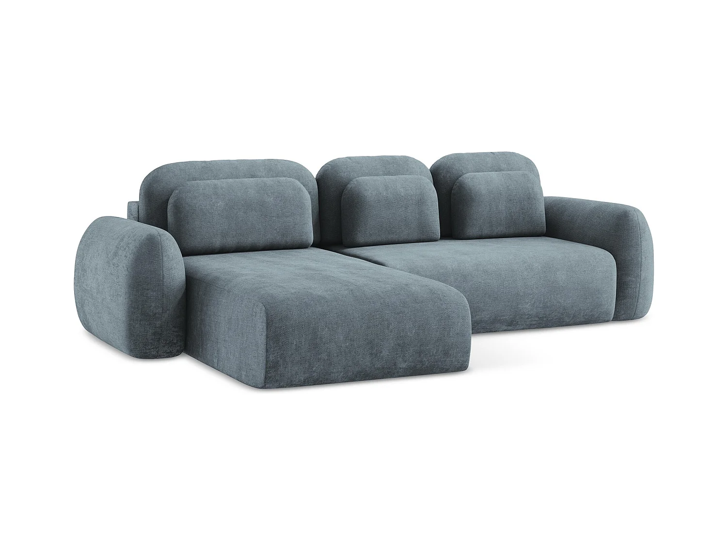 Canapé d’angle 3 places gauche convertible en tissu chenille - jeans - LOHI