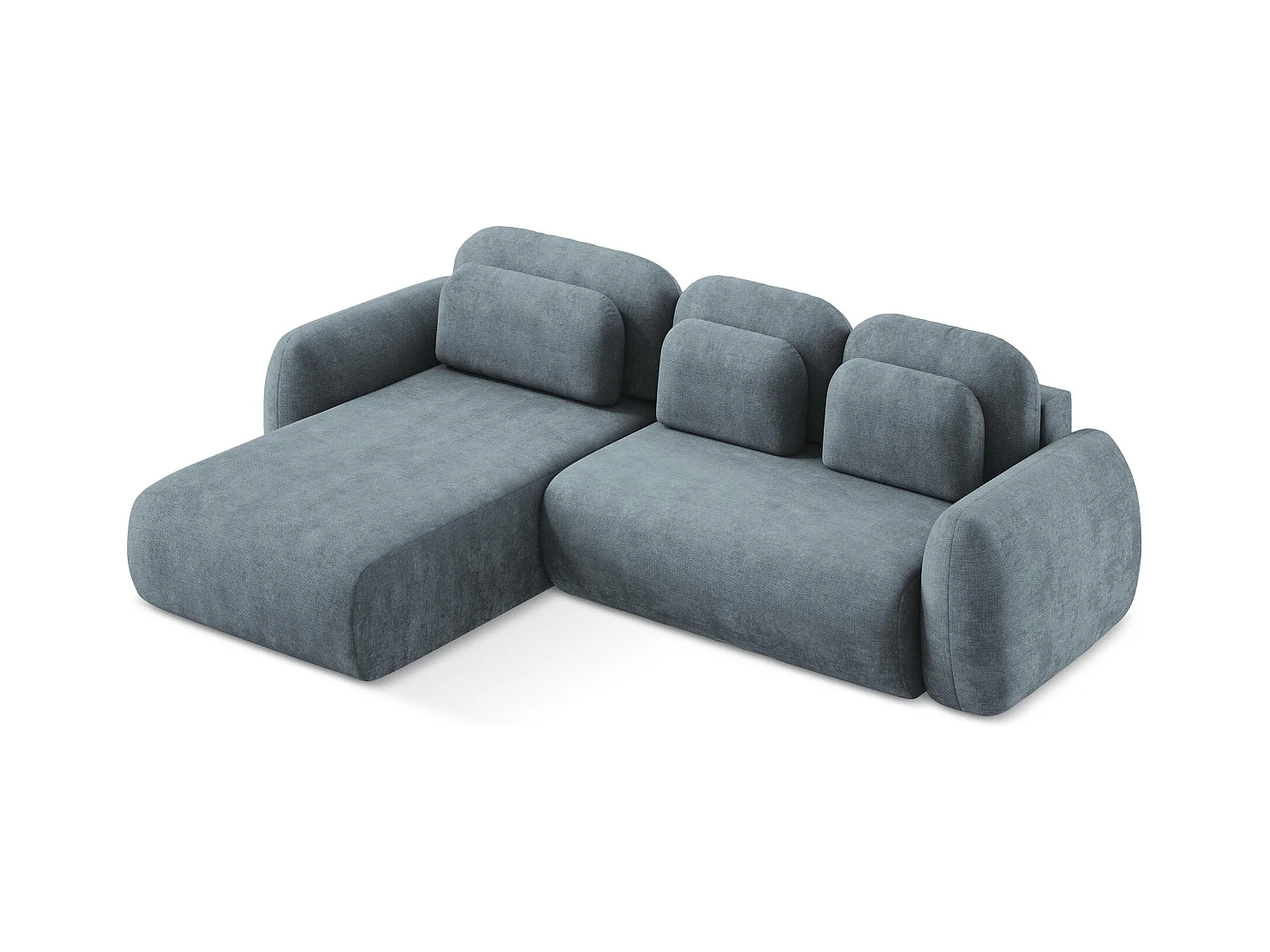 Canapé d’angle 3 places gauche convertible en tissu chenille - jeans - LOHI