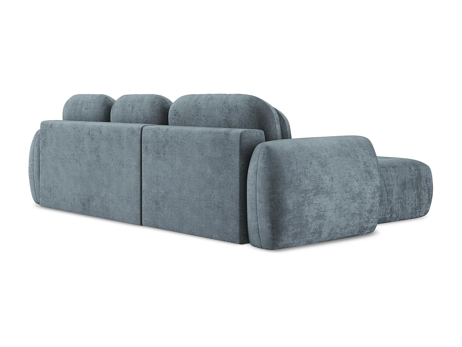 Canapé d’angle 3 places gauche convertible en tissu chenille - jeans - LOHI