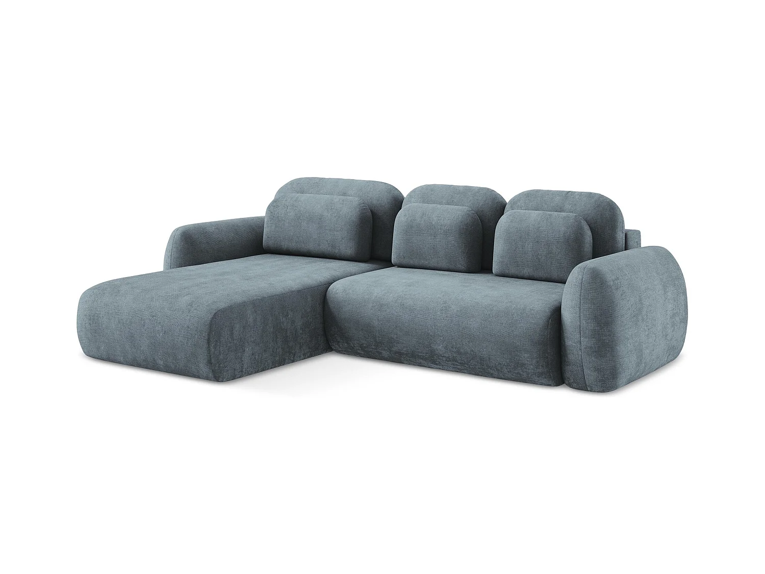 Canapé d’angle 3 places gauche convertible en tissu chenille - jeans - LOHI