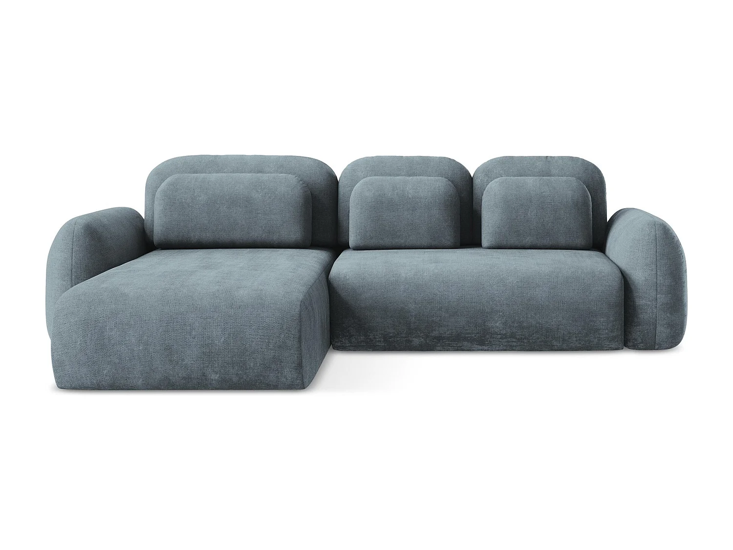 Canapé d’angle 3 places gauche convertible en tissu chenille - jeans - LOHI