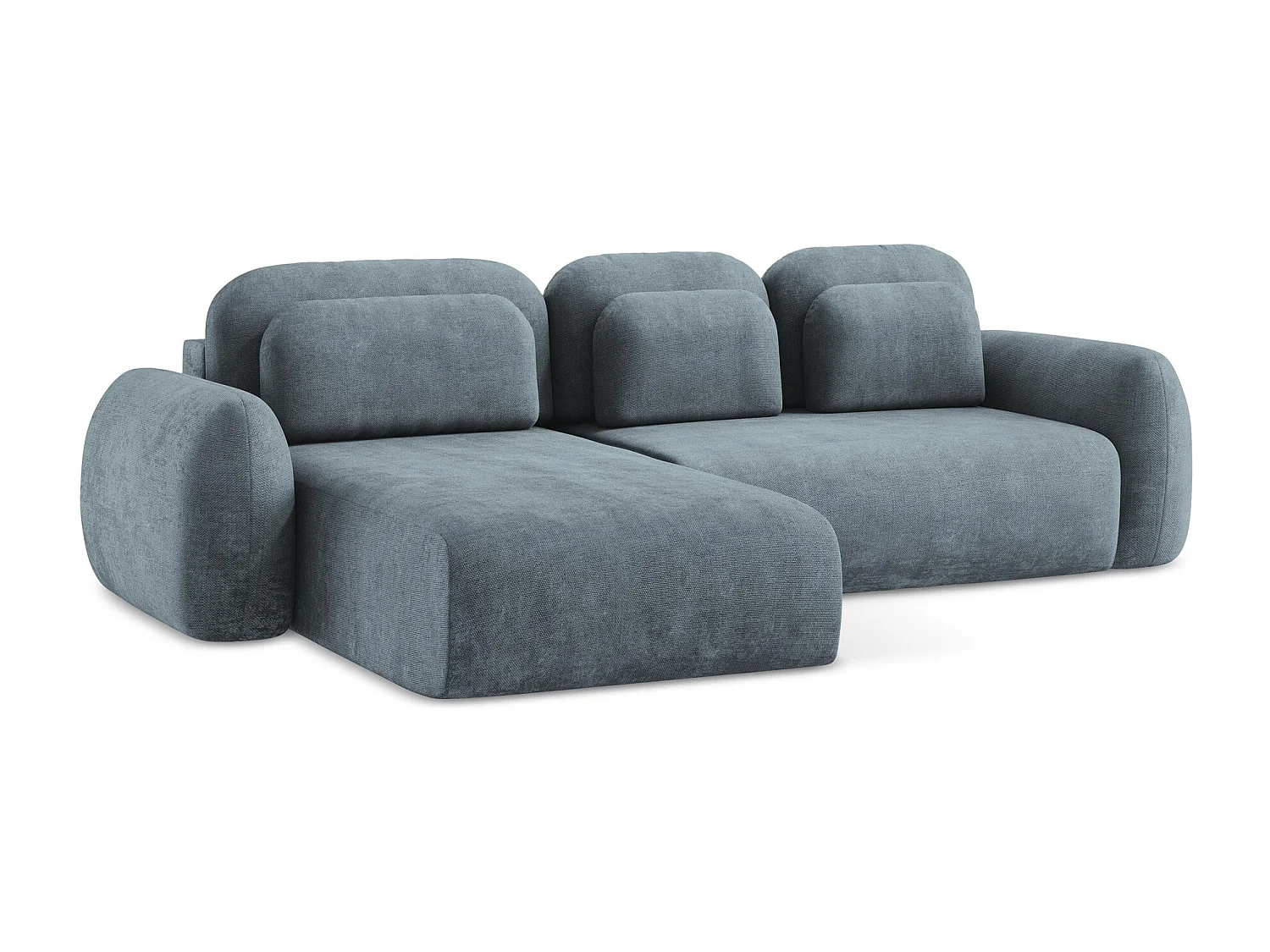 Canapé d’angle 3 places gauche convertible en tissu chenille - jeans - LOHI