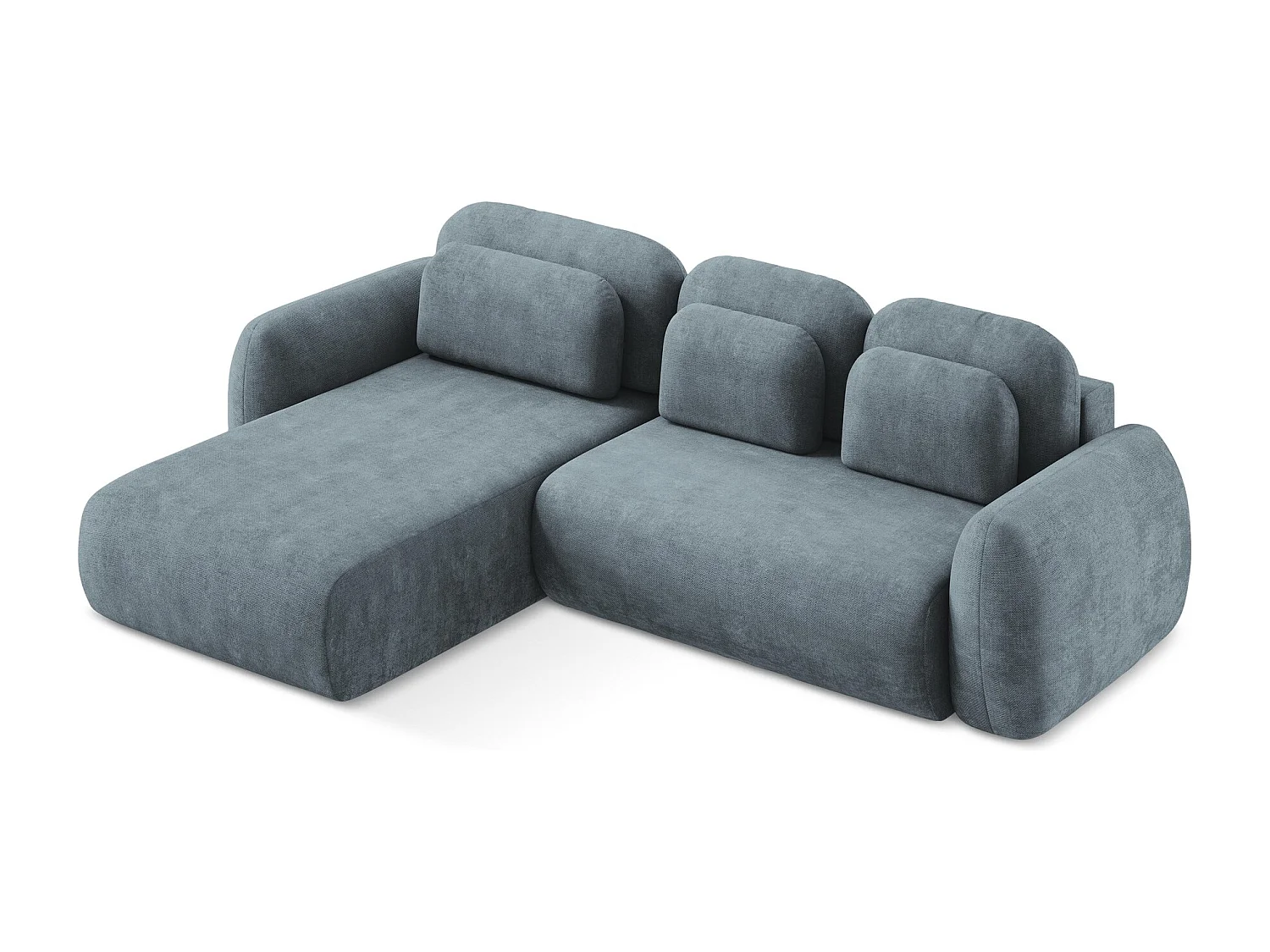 Canapé d’angle 3 places gauche convertible en tissu chenille - jeans - LOHI